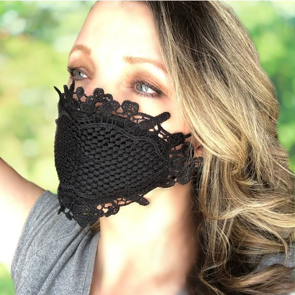 Lace Face Mask with Lanyard, Fancy Mask - Picture 1 of 10